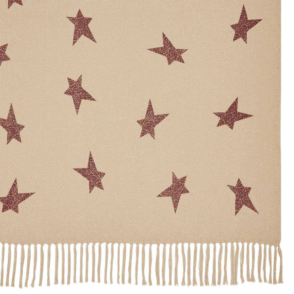 Star of Wonder Tan and Burgundy Cotton Woven Throw Blanket 50x60