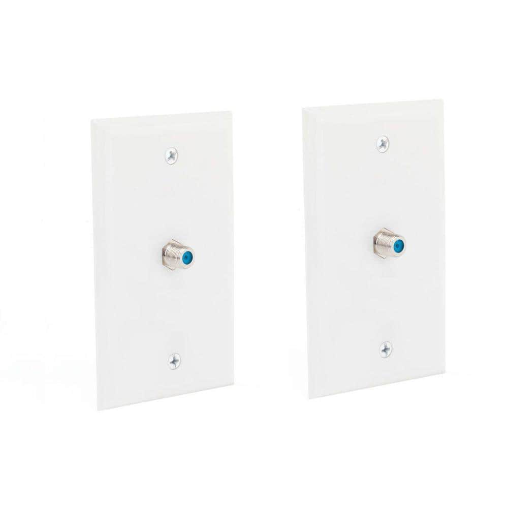 1 Gang Coaxial Wall Plate, White (2-Pack)