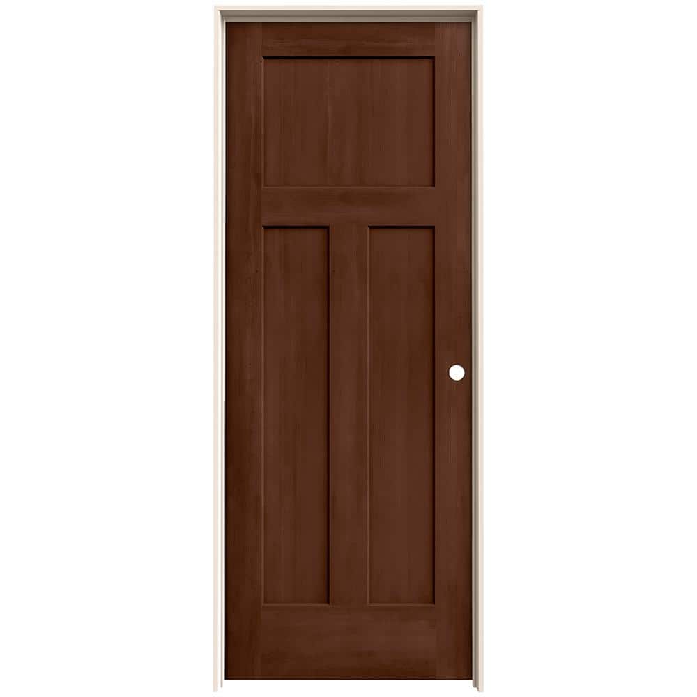 JELD-WEN 32 in. x 80 in. Craftsman Milk Chocolate Stain Left-Hand