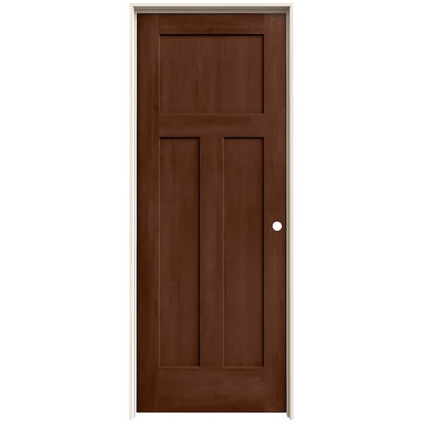 JELD-WEN 32 in. x 80 in. Craftsman Milk Chocolate Stain Left-Hand Molded Composite Single Prehung Interior Door