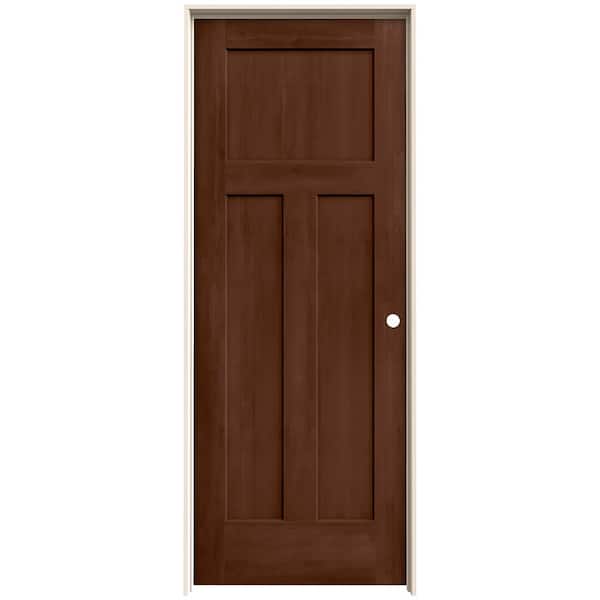 JELD-WEN 30 in. x 80 in. Craftsman Milk Chocolate Stain Left-Hand Solid Core Molded Composite MDF Single Prehung Interior Door
