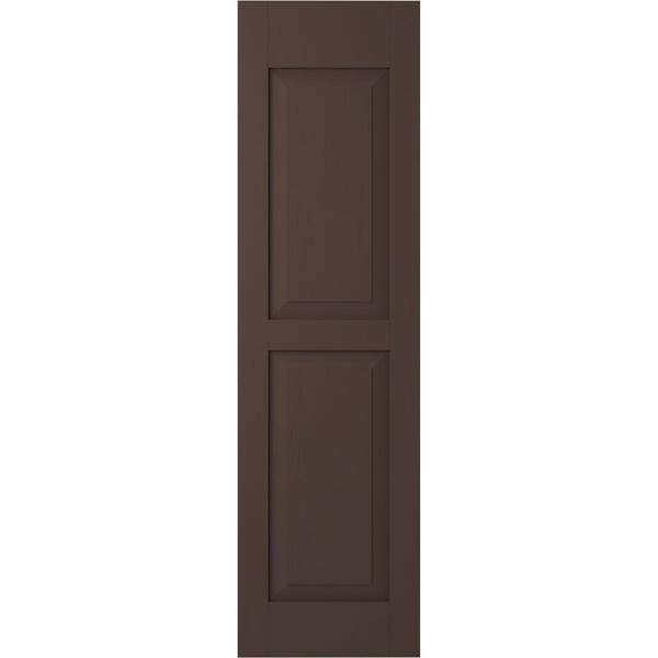 Ekena Millwork 15 in. W x 58 in. H Americraft 2-Equal Flat Panel Exterior Real Wood Shutters Pair in Raisin Brown - image 5