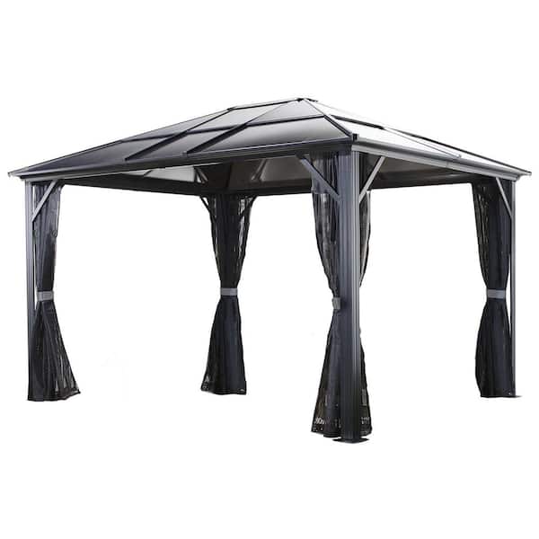 Meridien 10 ft. x 10 ft. Dark Grey Rustproof Aluminum Framed Gazebo