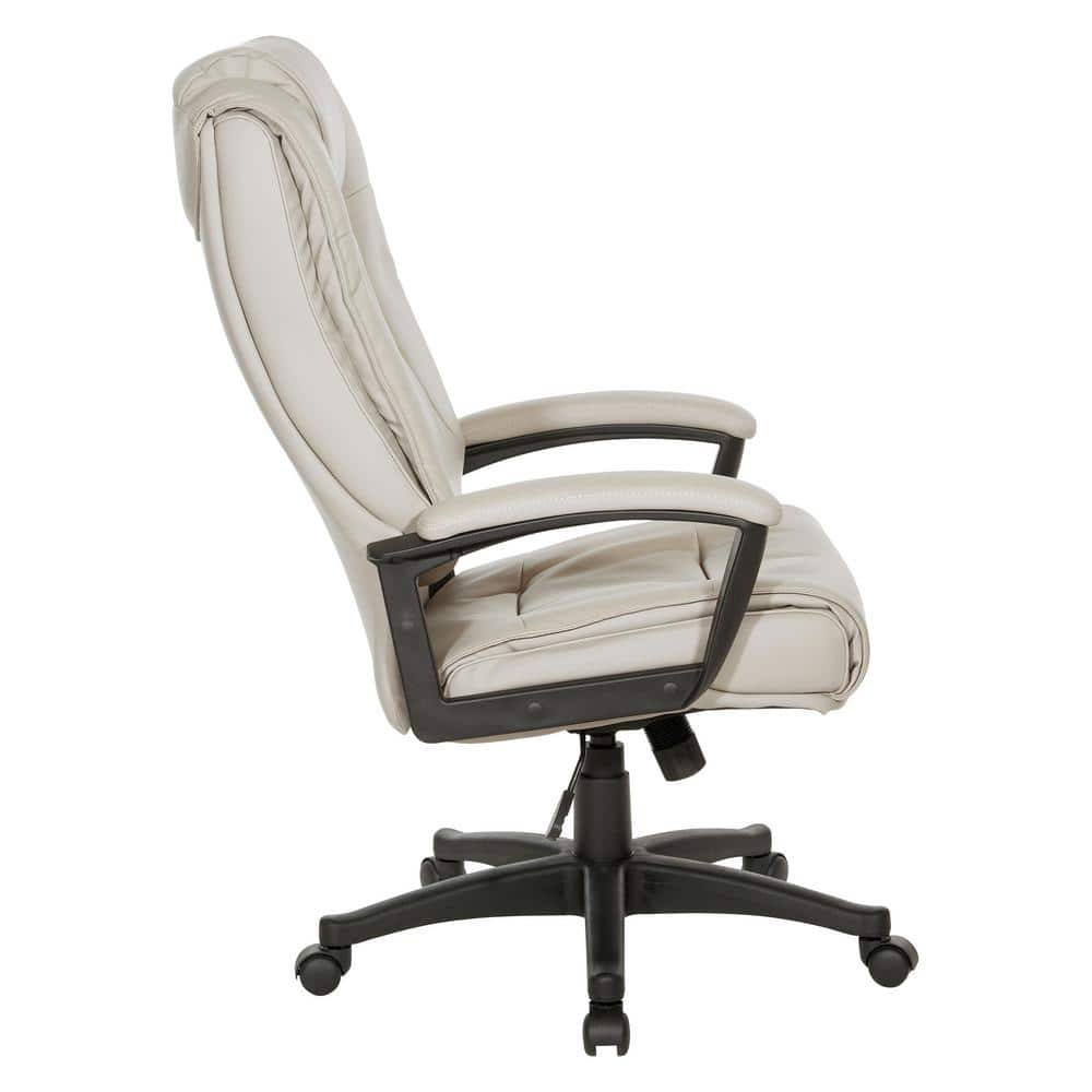 Taupe High Back Leather Executive Swivel Office Chair with Adjustable Arms