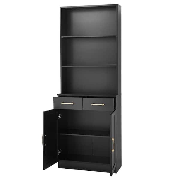 COWLOWN 25.9 in. W x 11 in. D x 70 in. H Bathroom Black Linen Cabinet