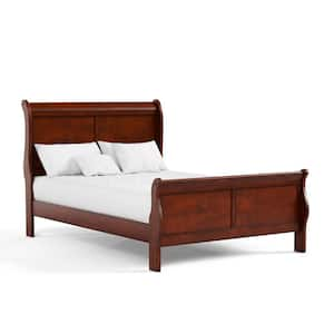 Burkhart Cherry Full Wood Frame Sleigh Bed with Slat Kit