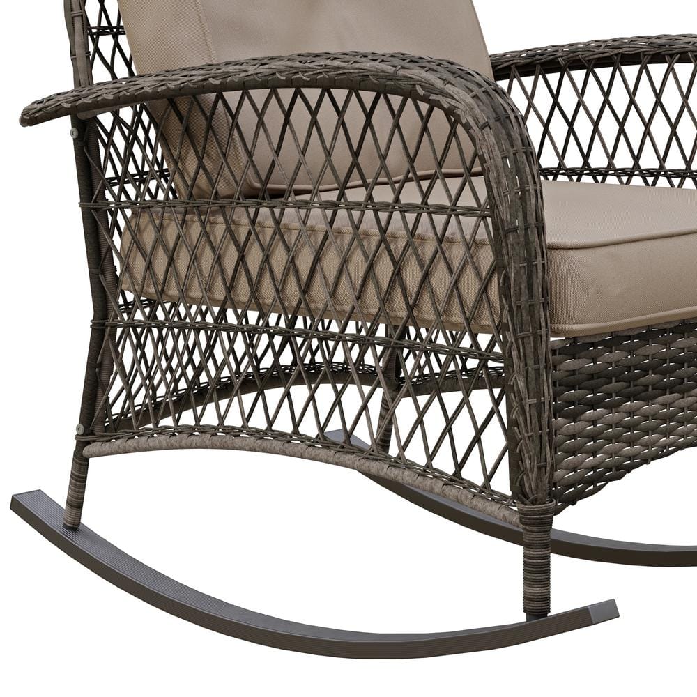 Salerno Brown Handwoven Resin Wicker Outdoor Rocking Chair