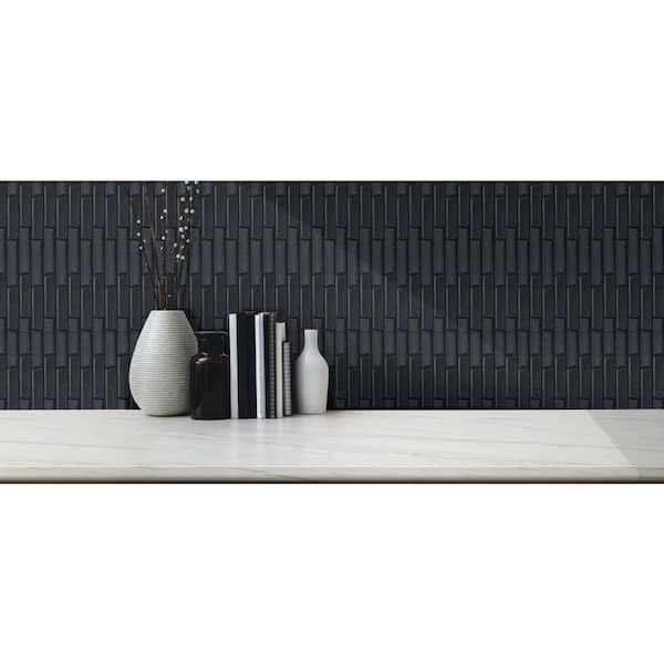 Falkirk Jura III 1/4 in. x 28 in. x 28 in. Peel & Stick Black Faux Brick PE Foam Decorative Wall Paneling