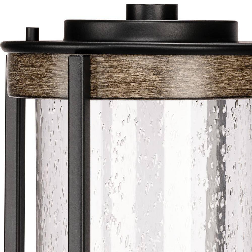 Whitmire Matte Black Outdoor Post Lantern with Seeded Glass Shade