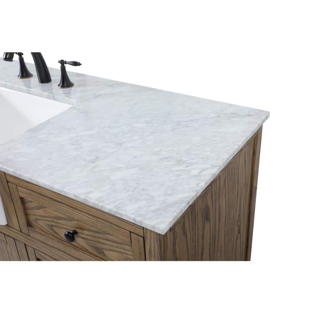 Driftwood 60" Single Bathroom Vanity with Carrara White Marble Top