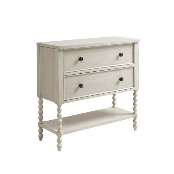 Beckett Antique Cream 34.25 in. H 2 Drawers Accent Chest