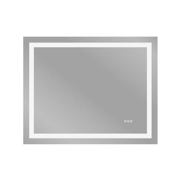 40 in. W x 32 in. H Rectangular Frameless LED Light Anti-Fog Wall Mounted Bathroom Vanity Mirror Front Light and Backlit