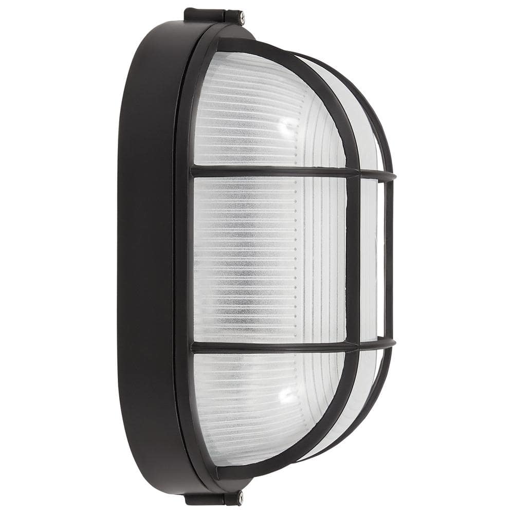 Nauticus Black Frosted Glass Outdoor Wall Light