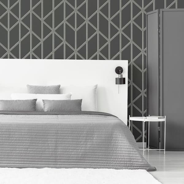 Panel Glitter Geo Charcoal Wallpaper