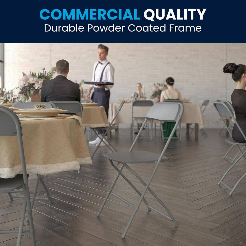 Gray Metal Lightweight Folding Utility Chairs Set of 10