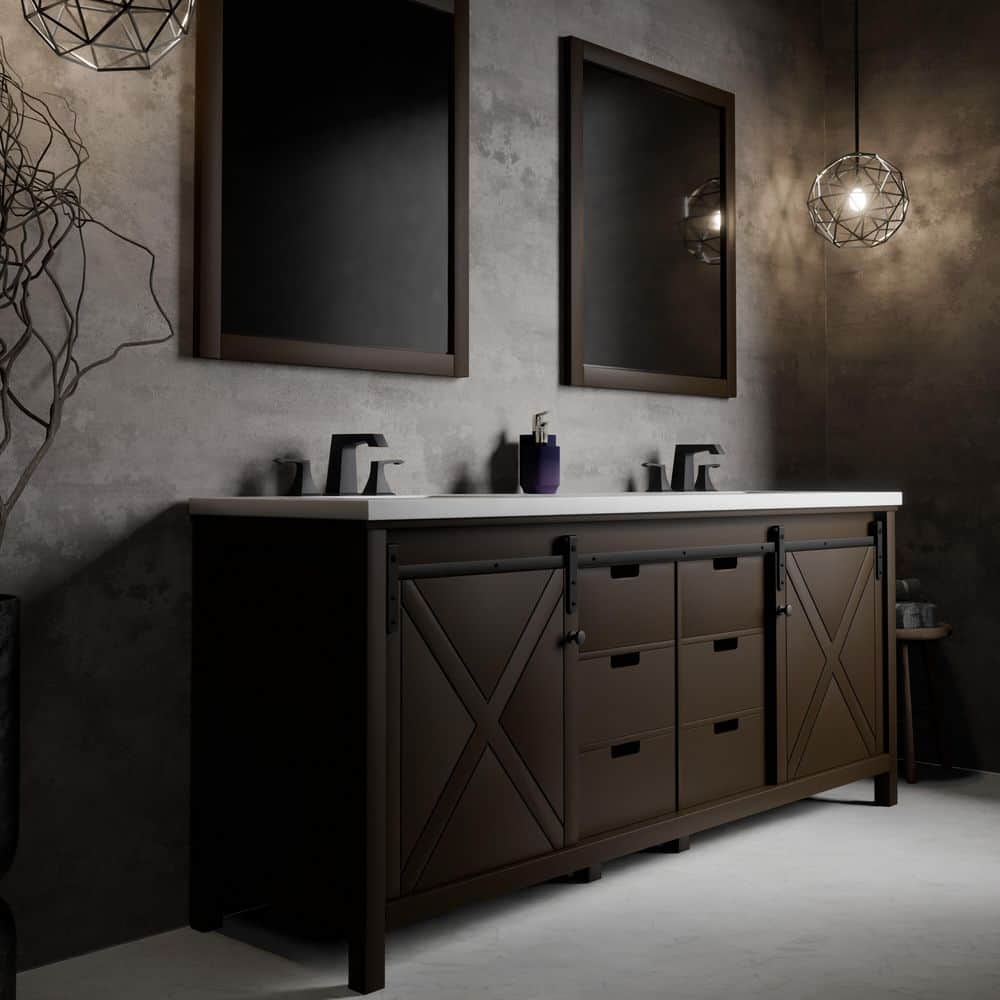 Marsyas 80 in W x 22 in D Brown Double Bath Vanity and Cultured Marble Countertop price history on PriceWatchPro
