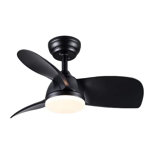 28 in. Indoor Black Ceiling Fan with Dimmable LED Light and Remote Control for Bedroom, Living Room, Dining Room Lighting