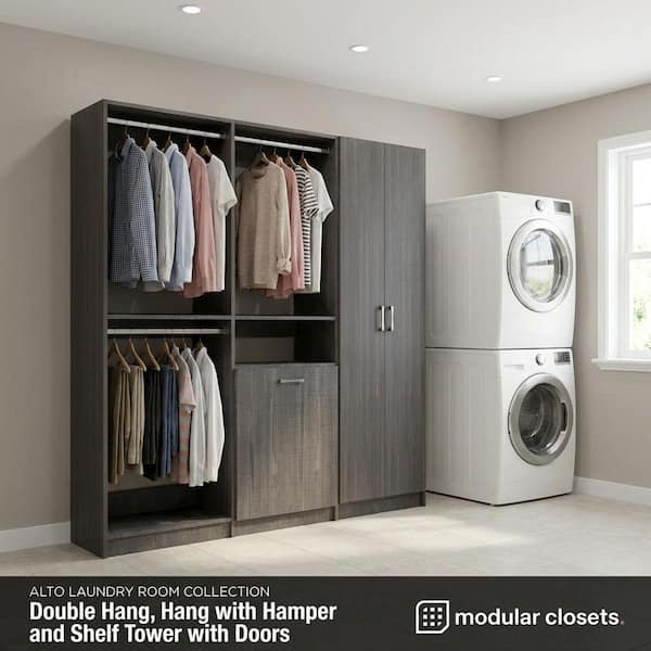 MODULAR CLOSETS Alto Laundry Room 60 in W Grey Double Hang, Hang w