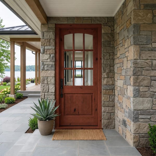 Krosswood Doors 32 in. x 96 in. Rustic Knotty Alder Arch Top 9
