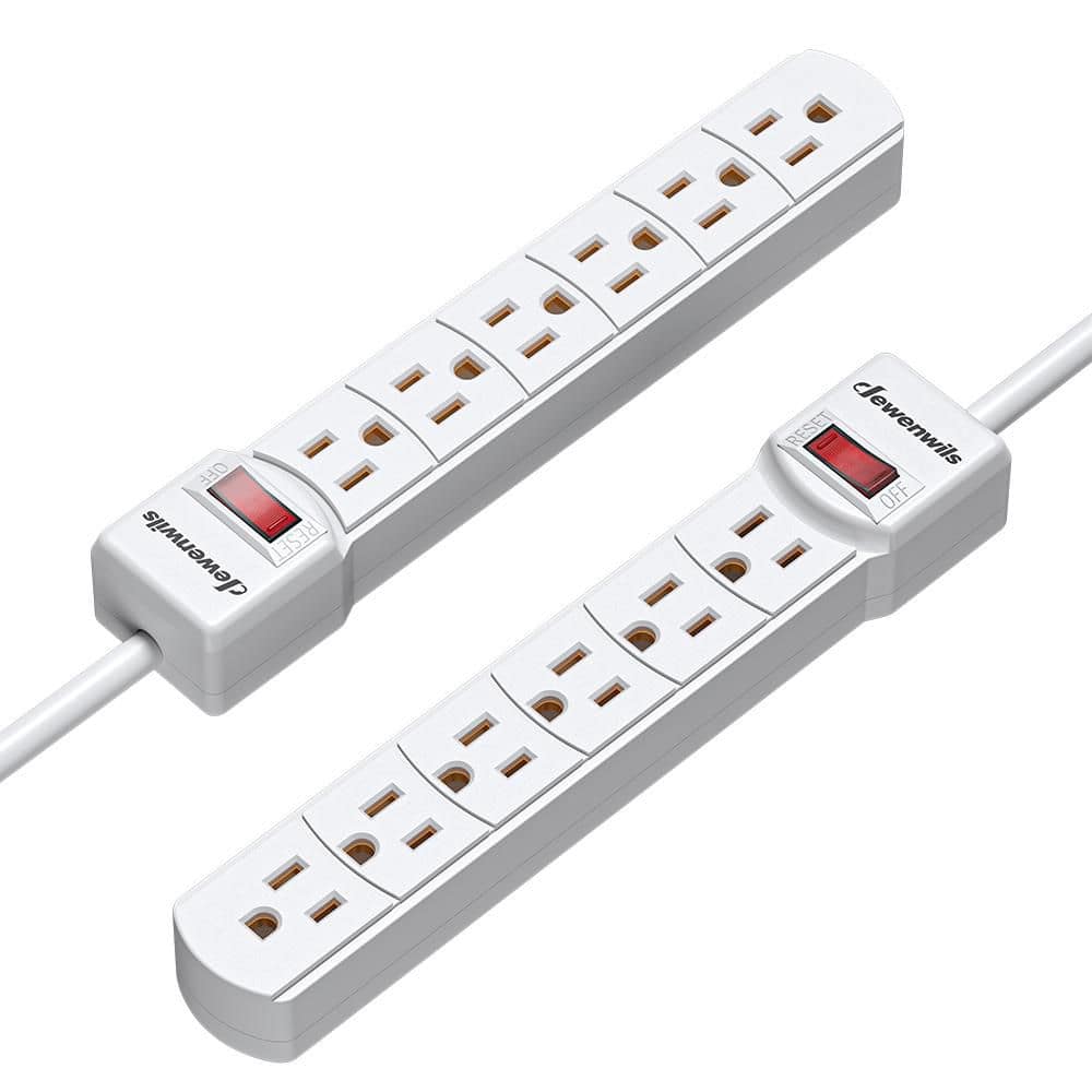 3 ft. 6-Outlet Surge Protector Power Strip 300 Joules White 2 Pack price history on PriceWatchPro