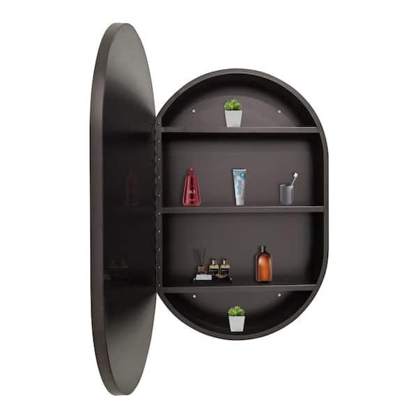 Cesicia 21 in. W x 31 in. H Black Oval Aluminum and Iron Surface 