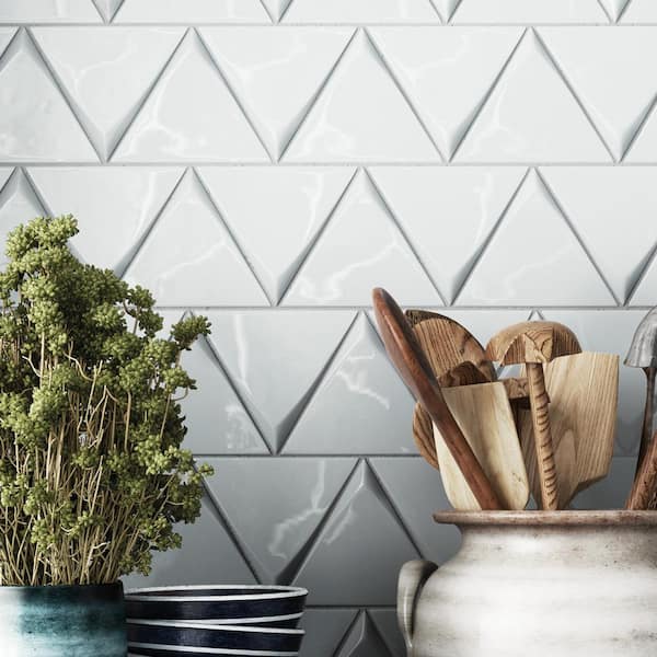 Triangolo Triangle 5 in. x 5 in. Glossy Sky Blue Ceramic Wall Tile (1.43 sq. ft./Case)