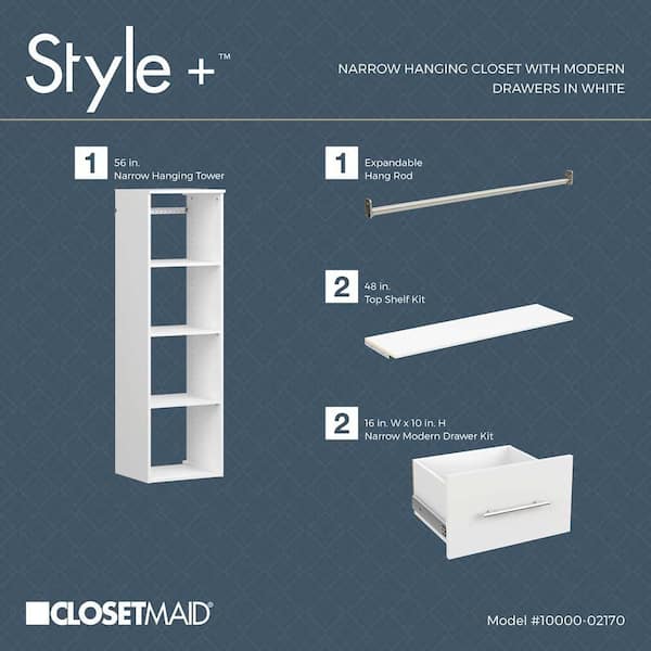 ClosetMaid Style+ White Hanging Wood Closet Corner System with (2