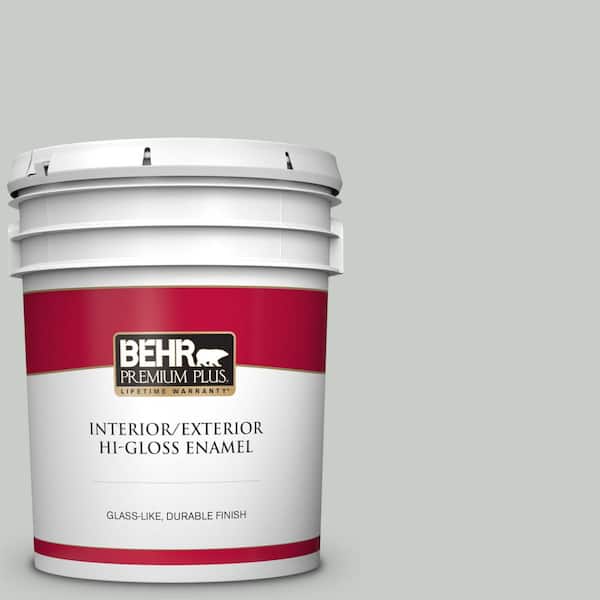 BEHR PREMIUM PLUS 5 gal. #PWL-89 Silver Setting Hi-Gloss Enamel Interior/Exterior Paint