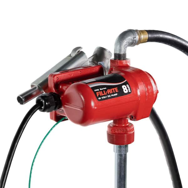 FILL-RITE FR8 12-Volt 8 GPM (31 LPM) 1/12 HP Fuel Transfer Pump with Discharge Hose, Manual Nozzle, and Suction Pipe
