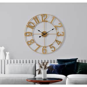 Gold Metal Analog Classic Numeral Wall Clock