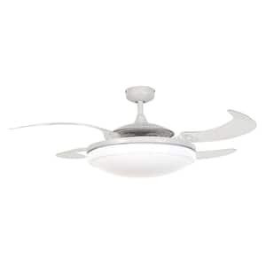 Evo2 White Retractable 4-blade 48 in. Lighting with Remote Ceiling Fan