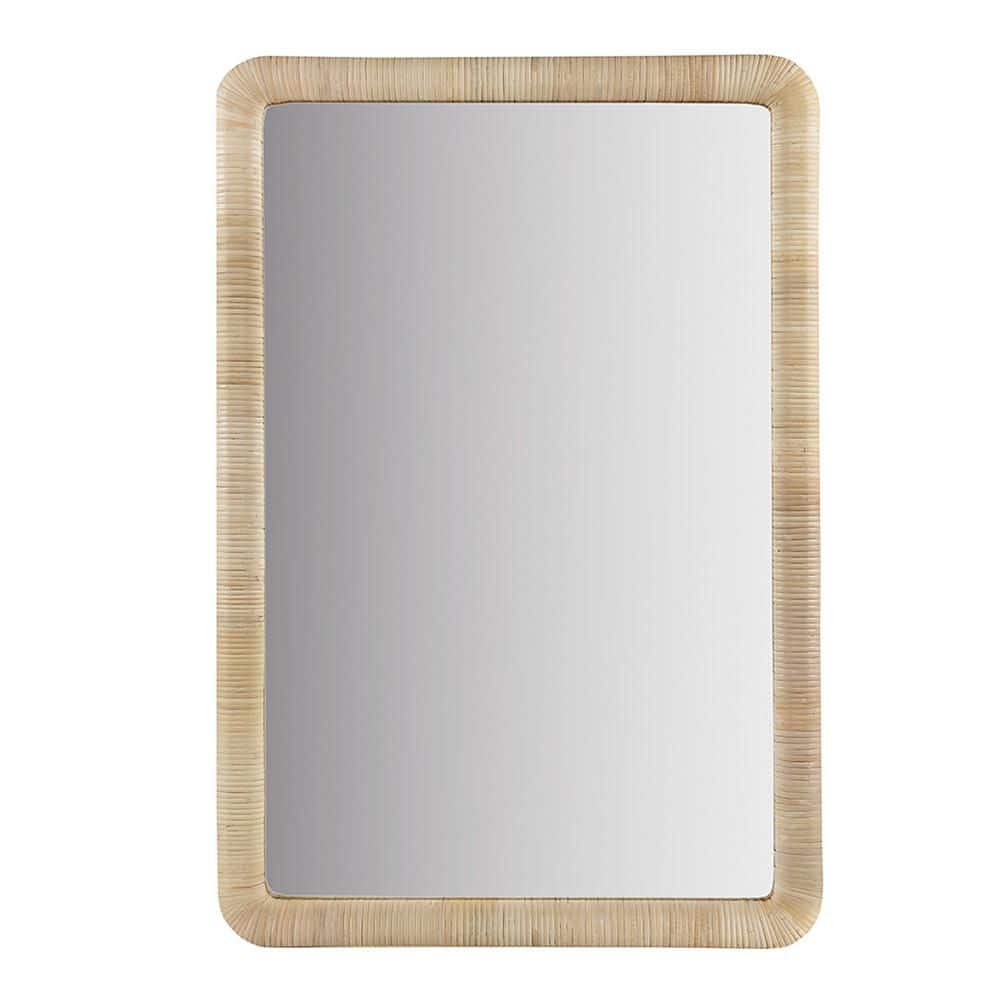 Natural 26 in. W x 39 in. H Farmhose Rectangle MDF Framed Mirror Wall Mirro