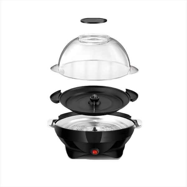 6 qt. Electric Black Plastic Hot Oil Popcorn Popper Machine with Nonstick Plate and Stirring Rod