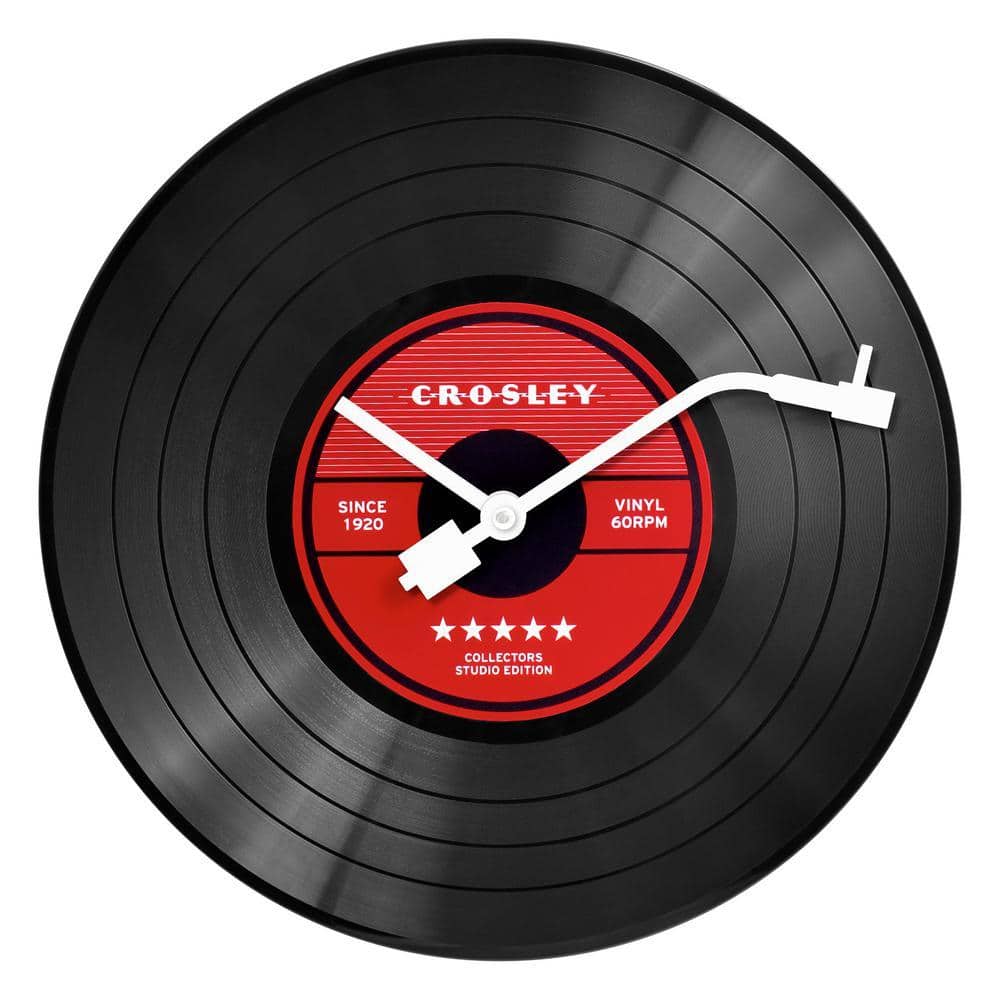 Crosley Analog 12 in. Record Wall Clock with Quartz Accuracy
