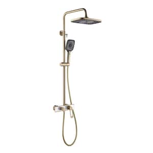 Single Handle 3-Spray Wall Mount Shower Faucet 2.5 GPM with Ceramic Disc Valves Exposed Shower Trim Kit in. Brushed Gold