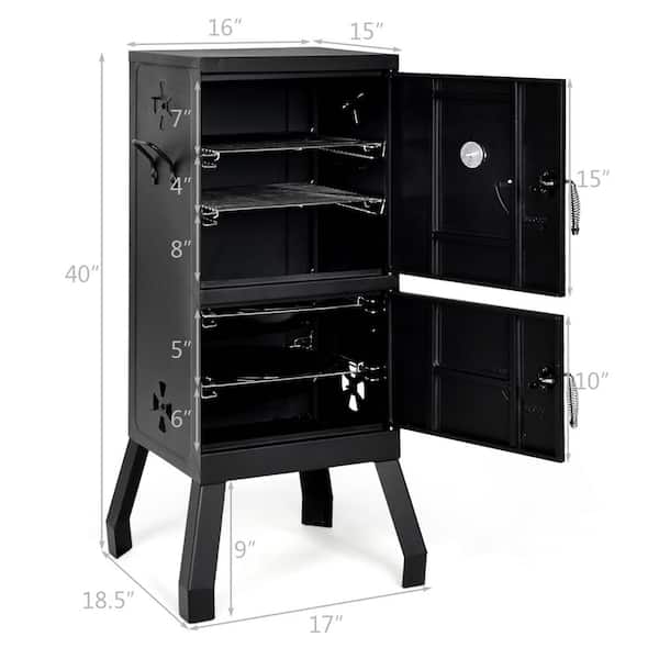 Costway Vertical Charcoal Smoker BBQ Barbecue Grill w/ Temperature Gauge Outdoor Black Costway Vertical Charcoal Smoker BBQ Barbecue Grill w/ Temperature Gauge Outdoor Black