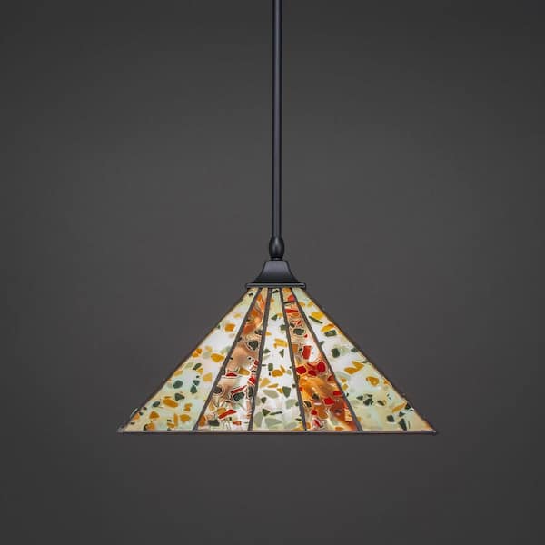 Unbranded Sparta 100-Watt 1-Light Matte Black Bowl Mini Pendant Light with Glass Shade