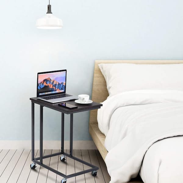 Boyel Living 20 in. Black Side End Table with Lockable Casters