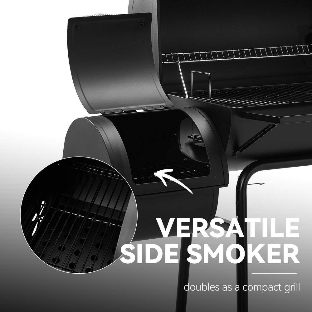 Royal Gourmet Black 48" Charcoal Grill with Offset Smoker
