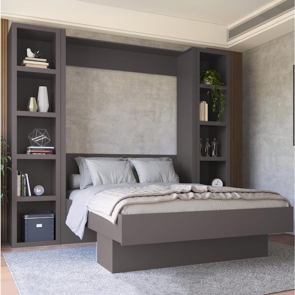 Dark Grey 91 in. Tall Wooden Bookcase Shelf