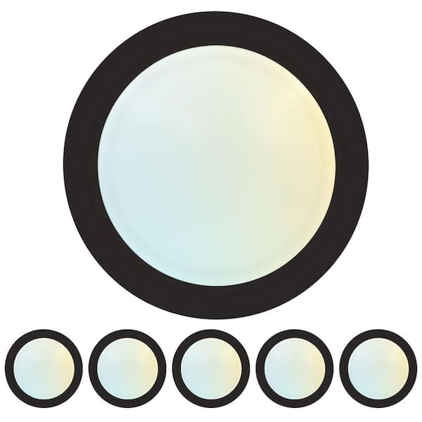 LUXRITE 6 in. LED Disk Lights, Dimmable Flush Mount, 5CCT 2700K - 5000K, 12.5 Watt, 1000LM, Damp Rated Black 6 Pack