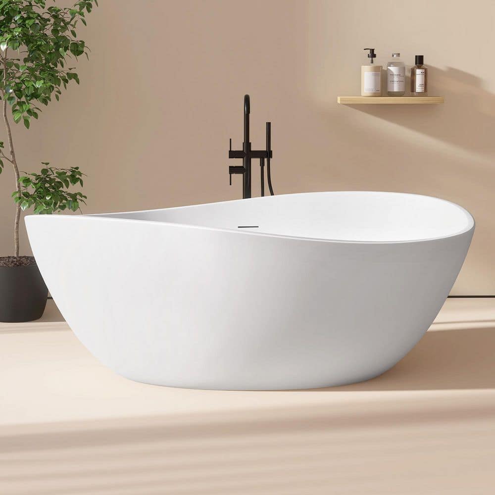 Zeafive Pak 63 in. x 38 in. Acrylic Freestanding Soaking Bathtub