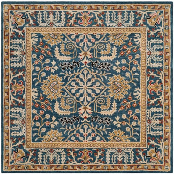 Antiquity 8 ft. x 8 ft. Square Dark Blue/Multi Traditional Medallion Area Rug
