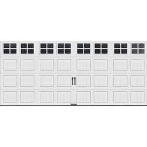 Gallery Steel Short Panel 16 ft x 7 ft Insulated 6.5 R-Value  White Garage Door with SQ22 Windows