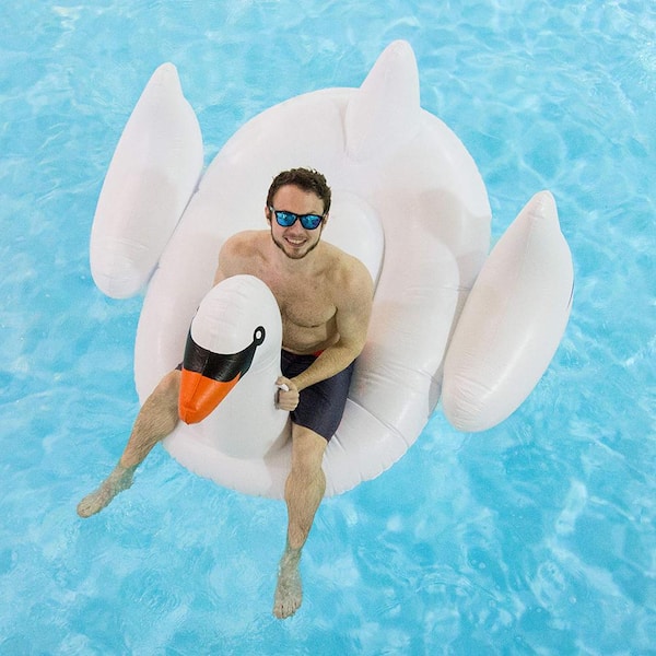 Inflatable Giant Flamingo Swan Crystal Blue Pool Pool Float Ring Raft Swimming 