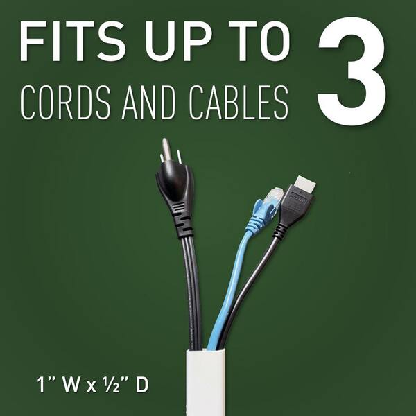UT Wire 8' Cordline 2-Way Convertible Cord Channel for Wall Mount