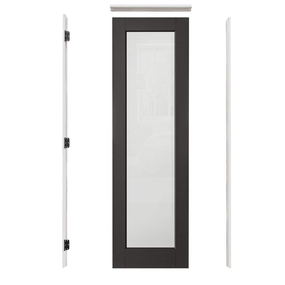 24 in. x 80 in. Right-Hand 1-Lite Frosted Glass Black Solid Core Wood Single Prehung Interior Door+ Quick Assemble Jamb price history on PriceWatchPro