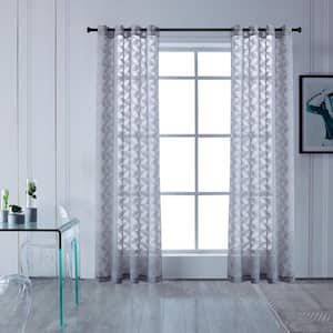 Blake 120 in.L x 54 in. W Sheer Polyester Curtain in Grey