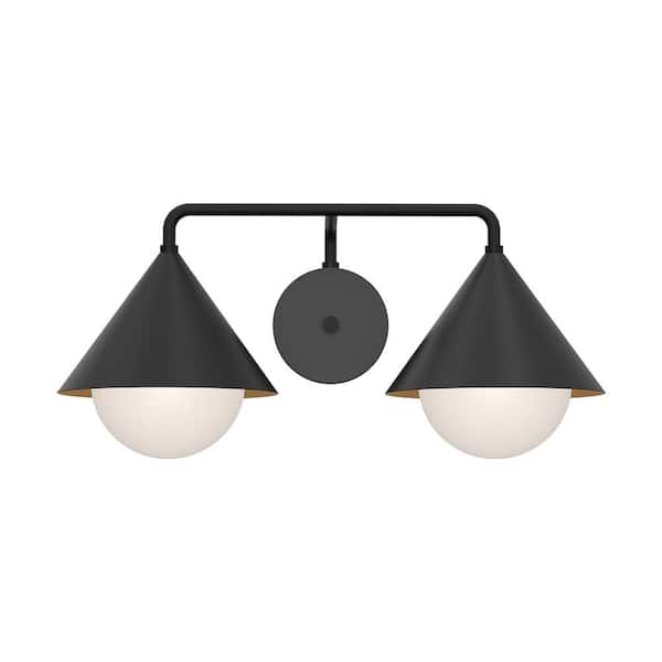 ALORA MOOD Remy 21-in 2 Light 60-Watt Matte Black/Opal Glass Vanity Light