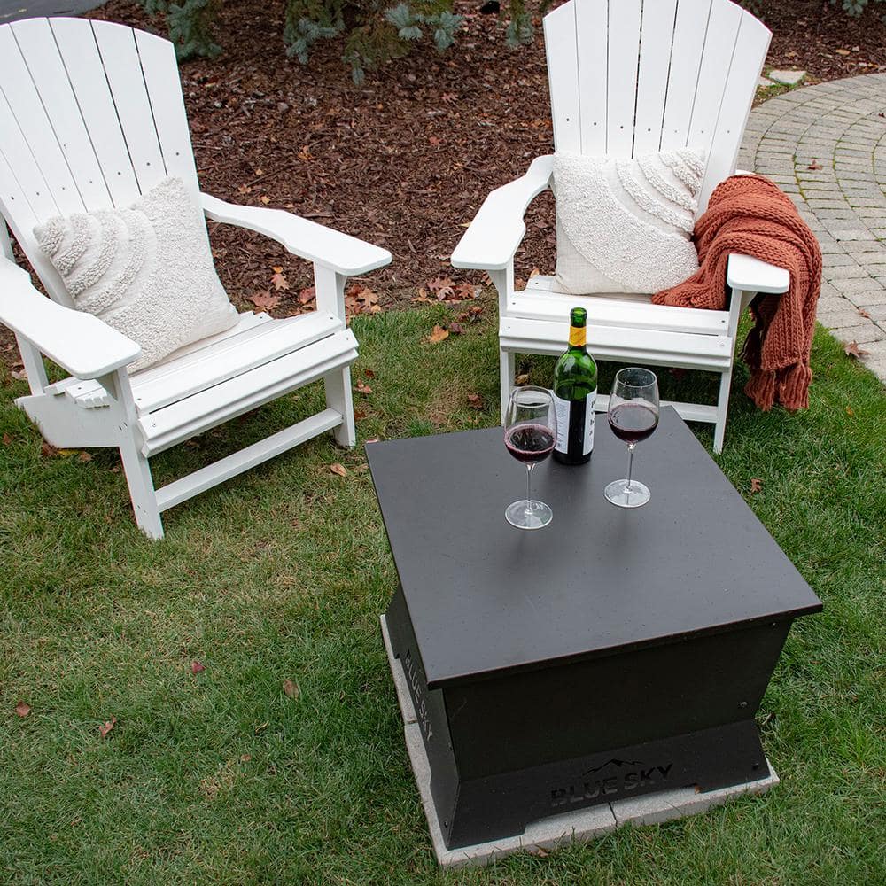 Black Steel 24" Square Fire Pit Lid